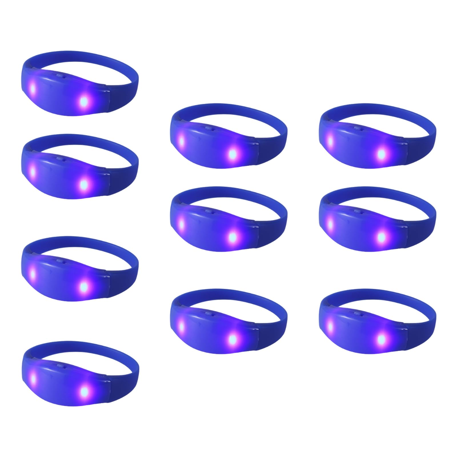 Uqezagpa Pack of 10 Voice Activated Glowing Bracelets Colorful Silicone Wristbands Flashing Light Up Bangles Accessory