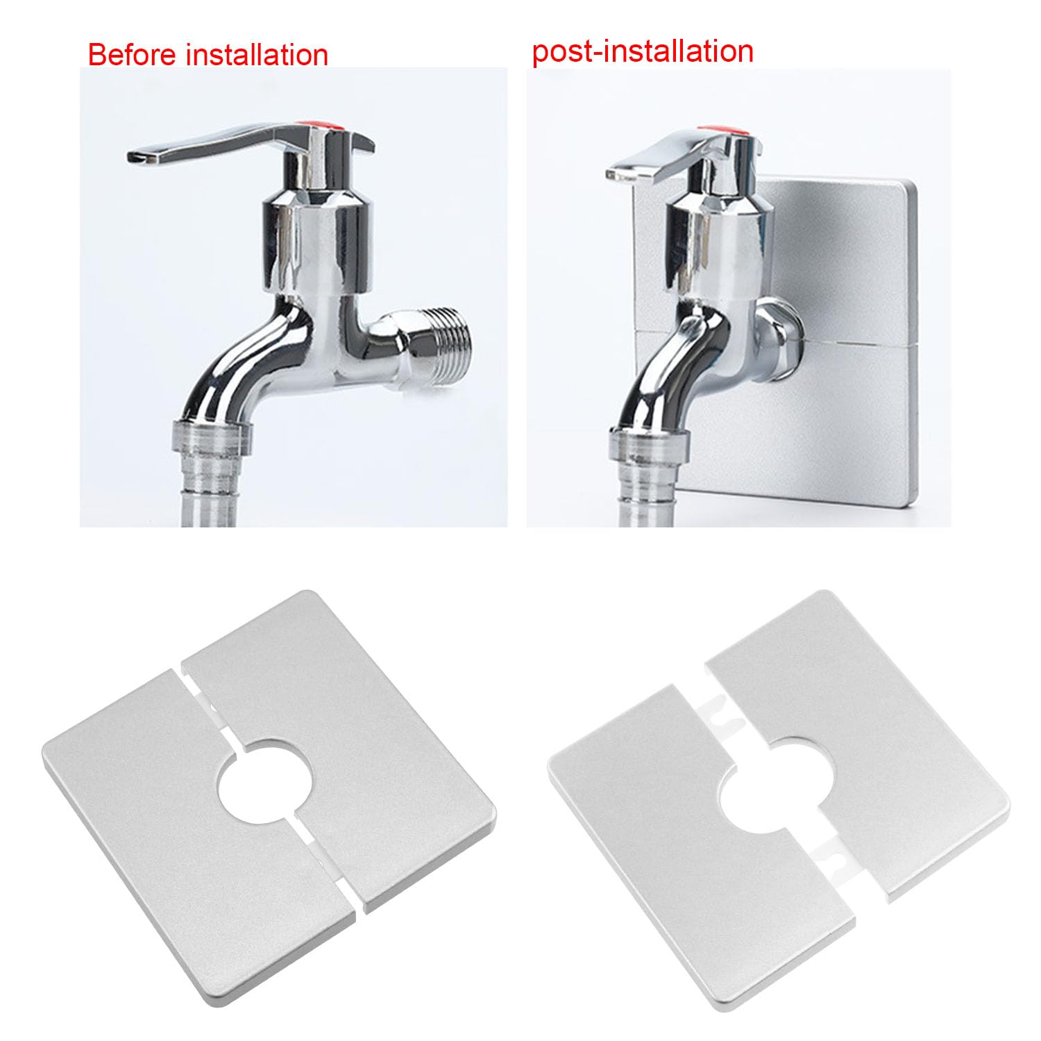 Placa De Escudo Plástica Para Brida De Pared 33mm - 2 Piezas, Plateada, Uxcell, Protección Para Cables O Tubos