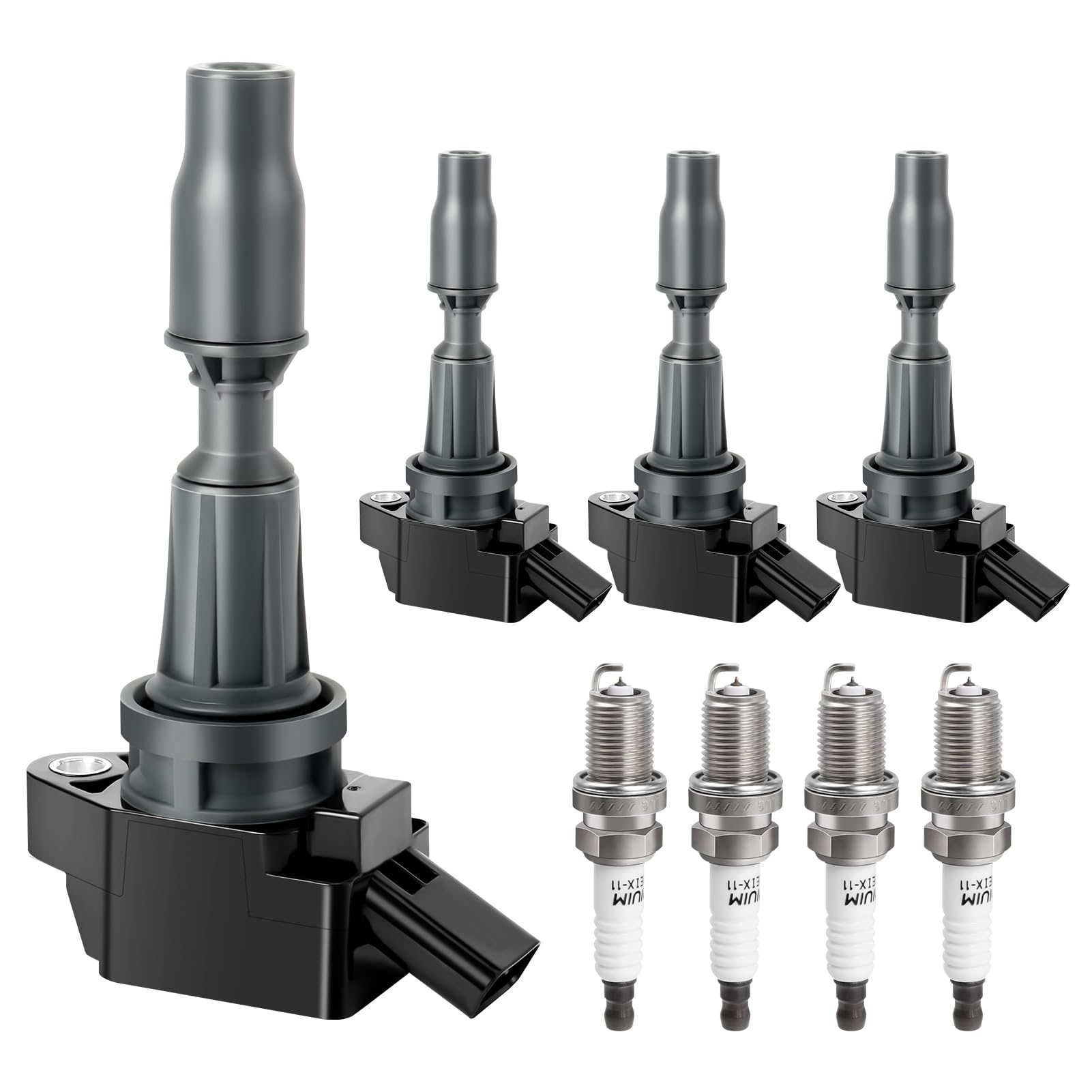 Ignition Coil Pack and Spark Plug fit for 2.4L 2.4 2016 2017 2018 2019 2020 Hyundai Santa Fe Sport Sonata Tucson Kia Optima Sorento Sportage, UF-764, Set of 4