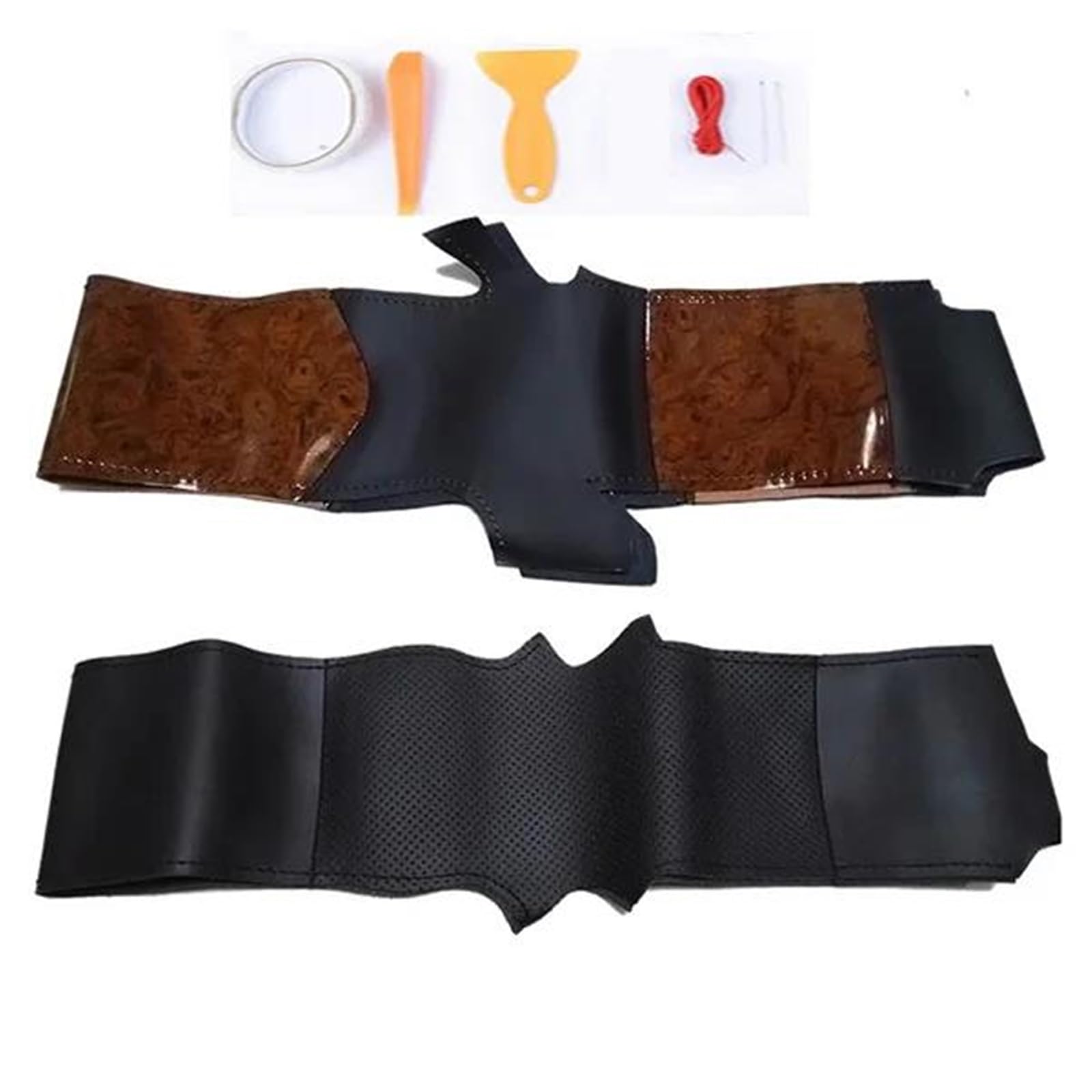 Cubierta Volante del Coche para N&issan para Patrol Y61 Funda para Volante De Coche De Cuero Negro(Carbon Black)