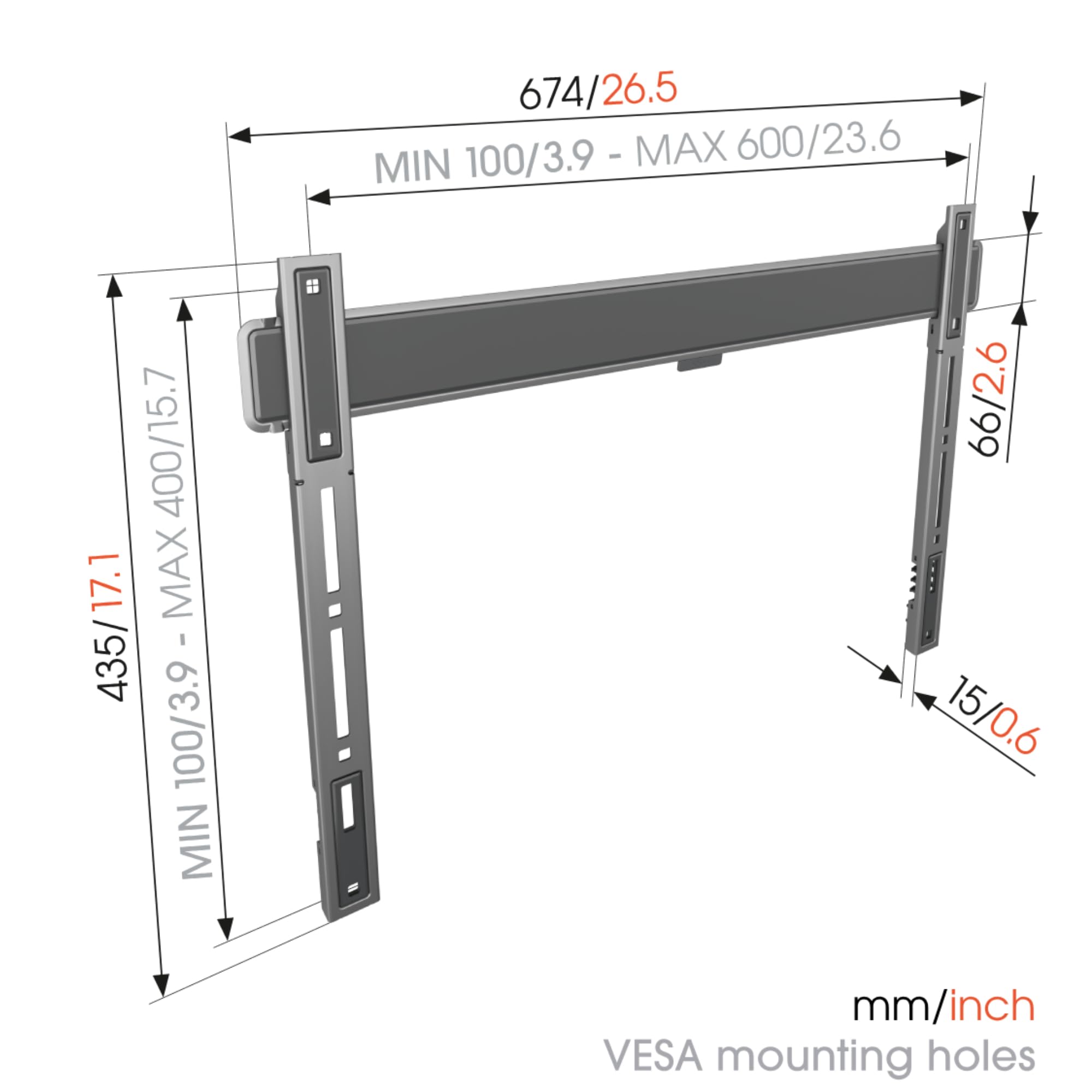 Vogel's Elite TVM 5605 Soporte TV Extremadamente Plano para TV de 40 a 100 Pulgadas, Peso máx. de 100 kg, Soporte de TV máx. VESA 600x400, Compatibilidad Universal, Distancia a la Pared Solo 1,5 cm