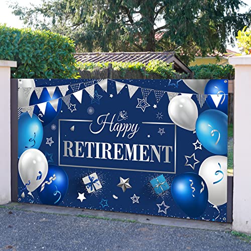 Image of Blulu Retirement Party Decorations, 72.8 x 43.3 Inch, Blue Silver