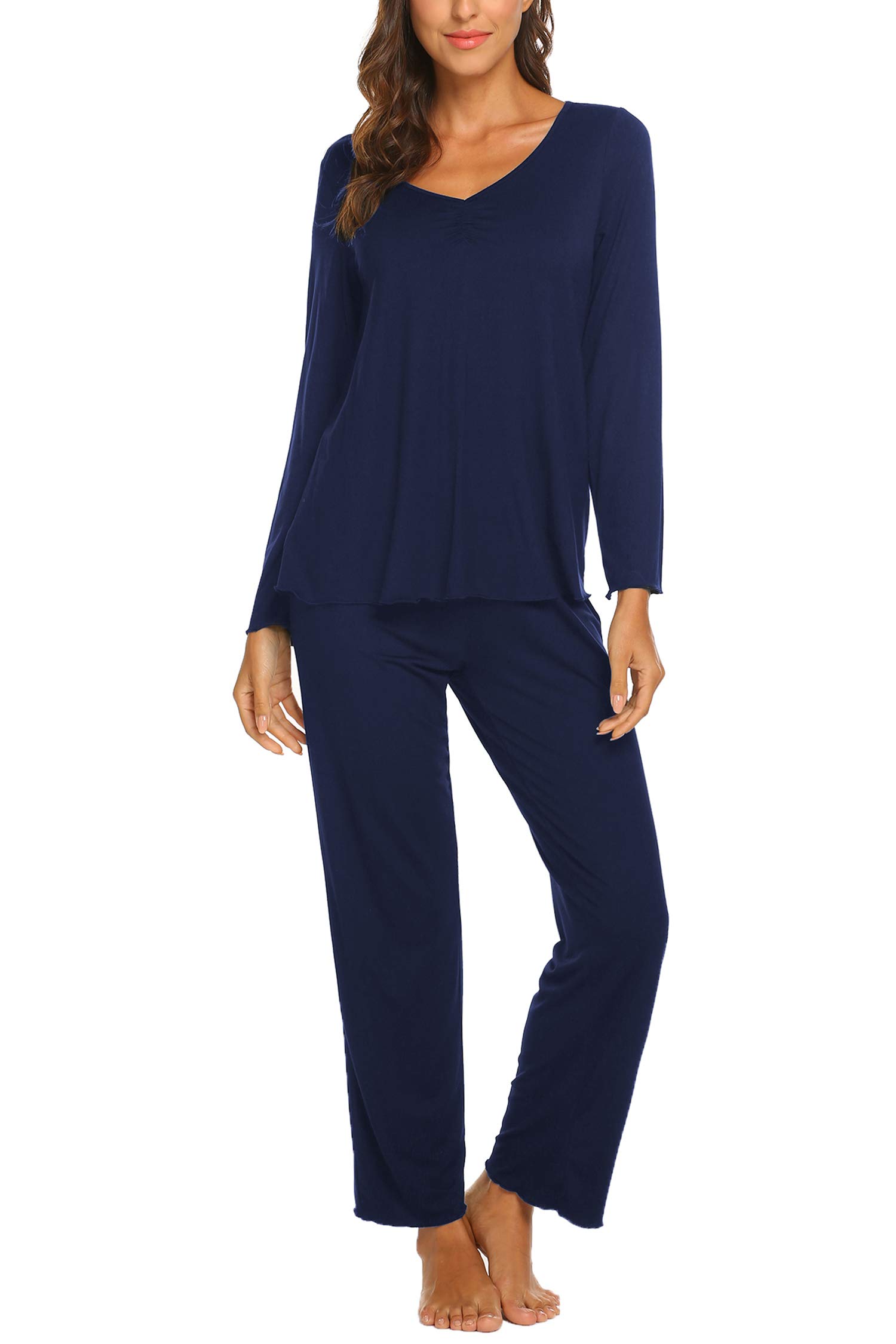 MAXMODA Pigiama Donna Pigiami Due Pezzi Maglietta Manica Lunga e Pantalone Lungo S-XXL