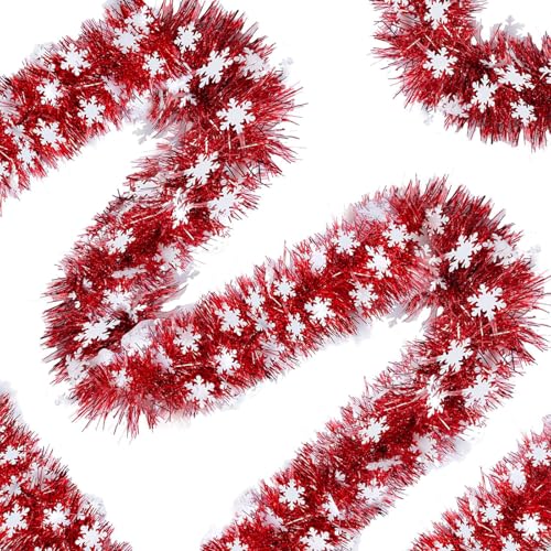 VIKY® Weihnachtsgirlande Rot 10 Meter, Extra Dichte & Breite (9cm)...