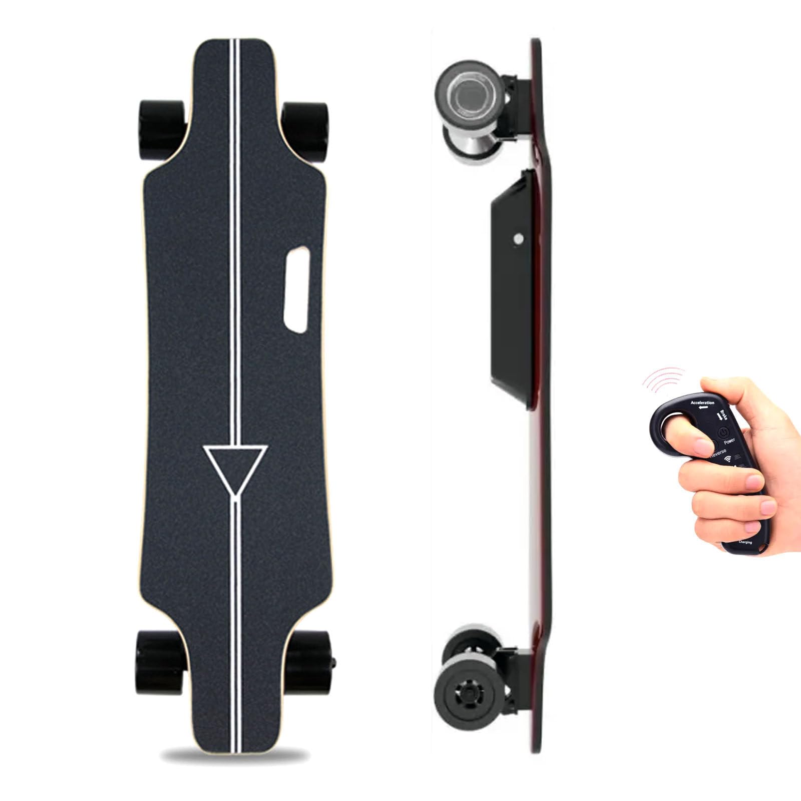 Planche à roulettes Électrique 15 km pour Adultes & Adolescents - Moteurs 2 * 350W, 25 km/h, Télécommande 4 Vitesses, Charge 90 kg, Longboard en Érable 7 Plis pour Campus/Route