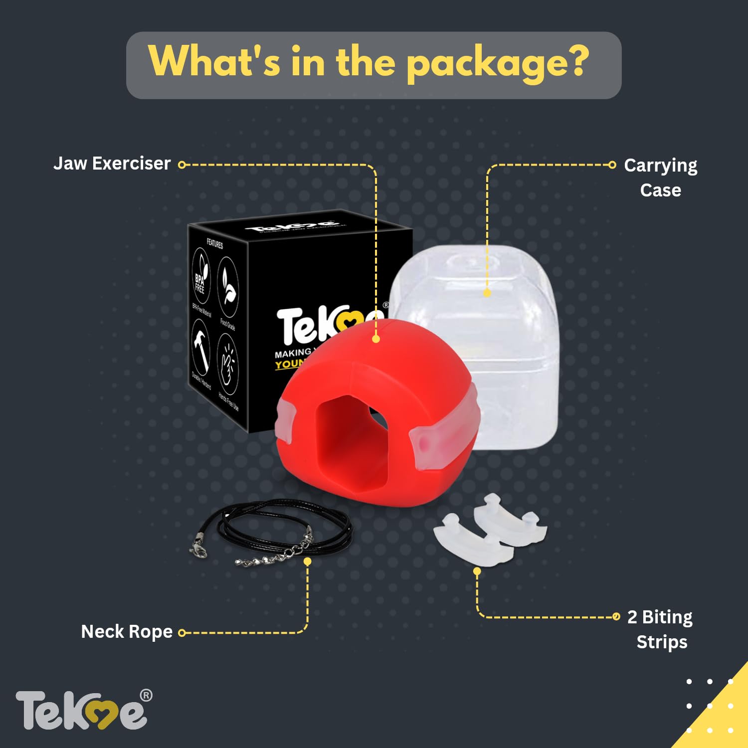 tekme Jawline Exerciser Tool Men, Jaw Exerciser for Men & Women, Helps to Reduce Stress and Cravings, Slim and Tone Your Face (Red-50lbs-Advanced) - Image 3 thumbnail