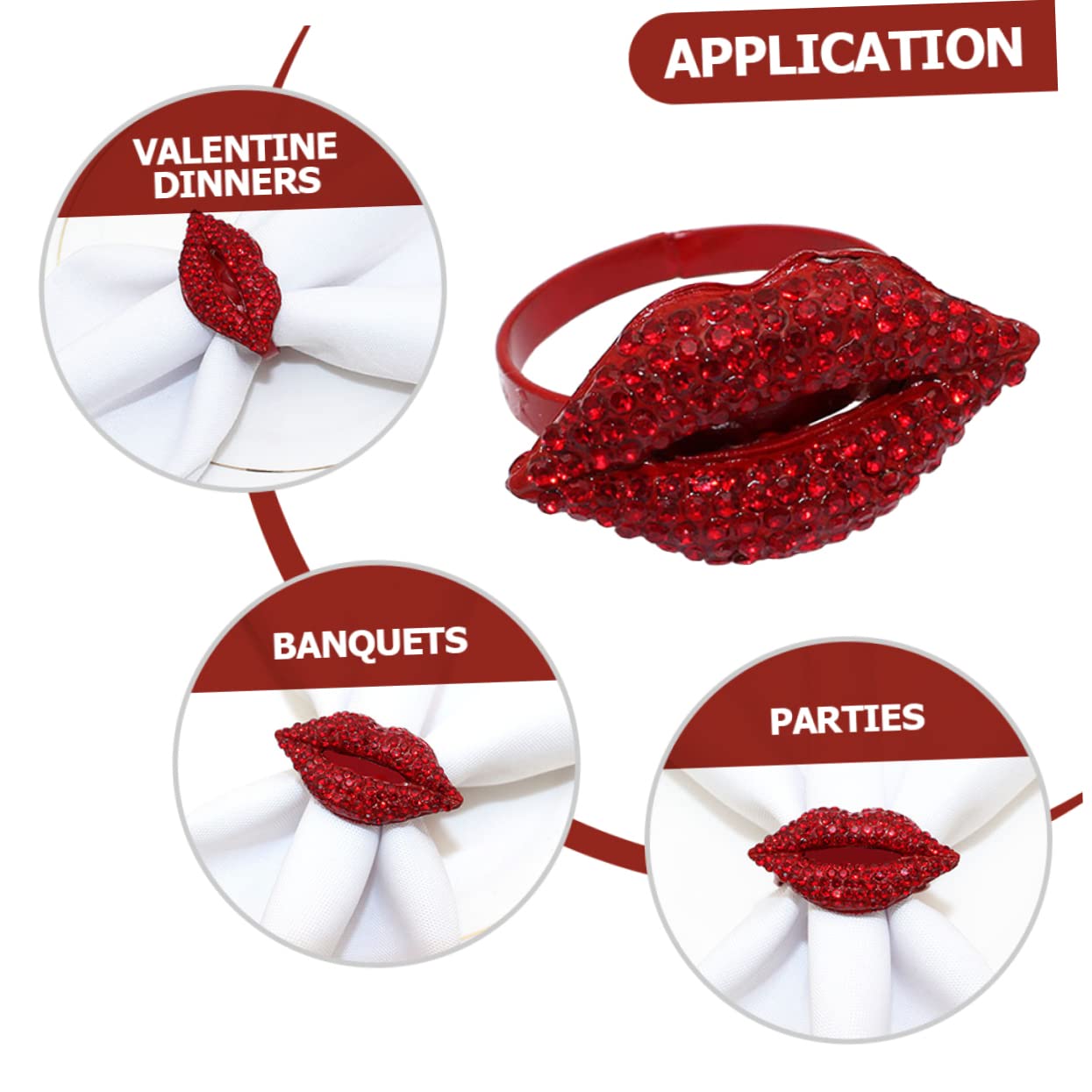 Alipis 3 Series Anillos De Servilleta De Hebillas Decorativas para De San Valentín Soporte De Servilleta De Elegante Accesorios para Eventos Y Decoración De Mesa 4 Piezas X 3