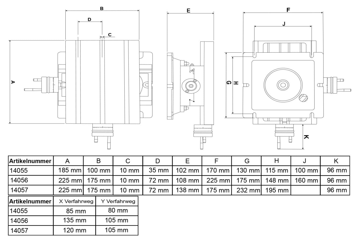 PAULIMOT Kreuztisch 225 x 175 mm 360° drehbar