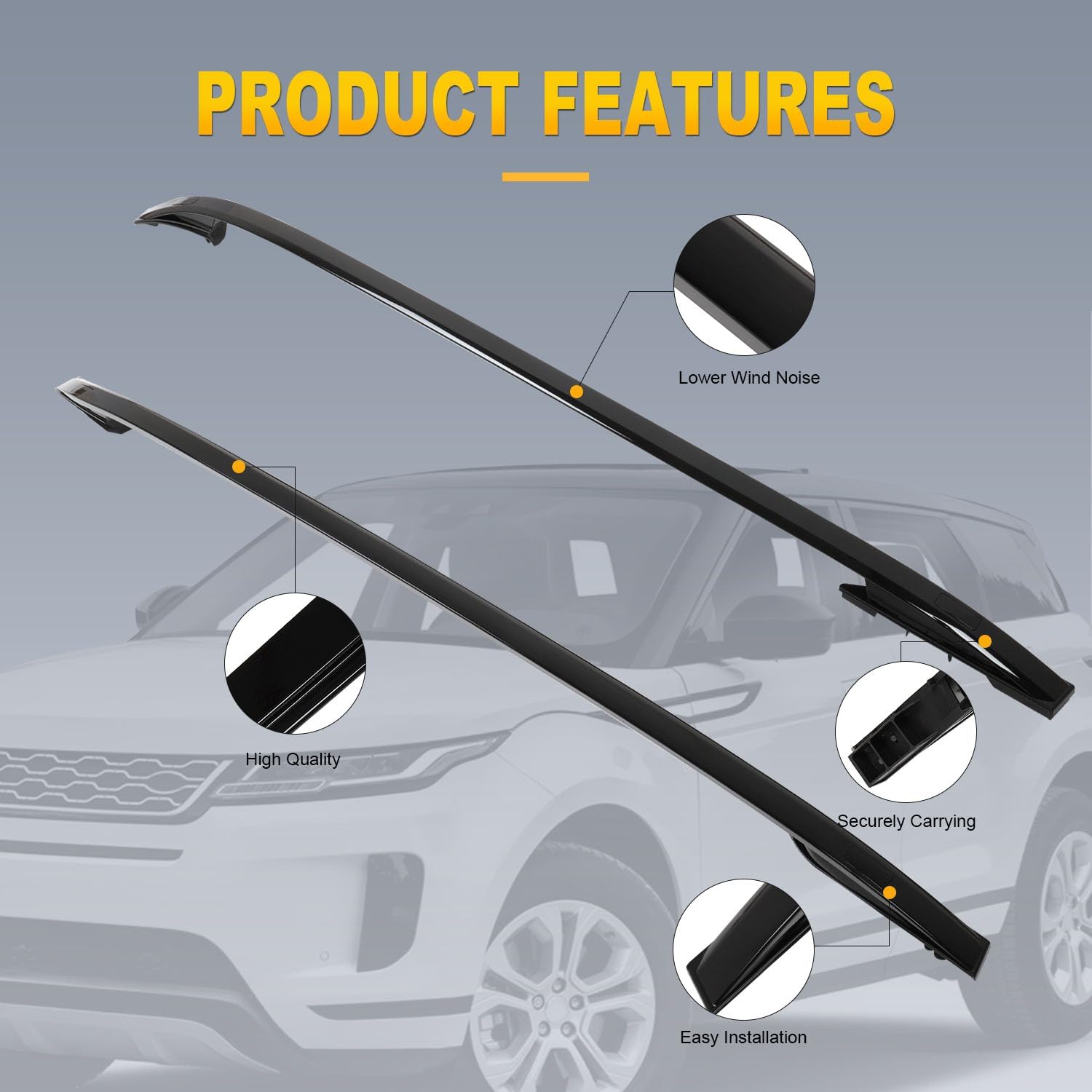 OCPTY Roof Rack Fit for Land Rover Range for Rover Evoque 2012 2013 2014 2015 2016 2017 2018 2019 2020 Cargo Bars for Cargo Carrier Bag Luggage Kayak Canoe Bike Snowboard Skiboard