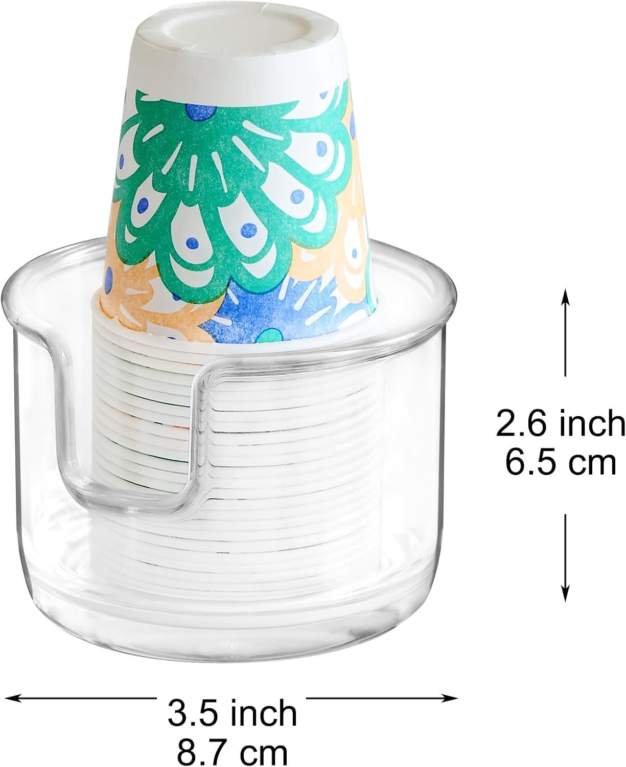 Youngever 2 Pack Plastic Disposable Paper Cup Dispenser, Small Plastic Dispenser Cup Holder (Clear)
