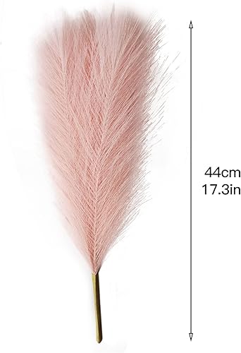 Miniatura 3 de MISNODE 5 ramas de hierba de las pampas artificiales, tallos de hierba pomposa sintética de 17 pulgadas, tallos decorativos de junco seco para boda,