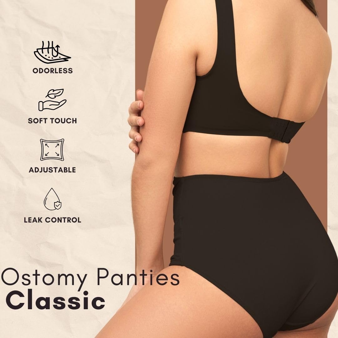 SIIL Ostomy Bag Covers Underwear for Women Classic | Stoma Bag Covers Panties, Stoma Slips for ostomy bags - Made in Europe Black