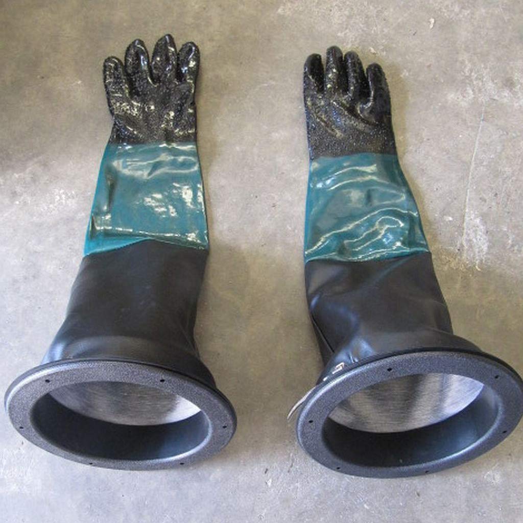 Hitze-/Feuerbeständige Handschuhe, Gartenhandschuhe, Arbeitshandschuhe, 2 Paar 60 cm/23,6 Zoll, robuste Arbeit for Sandstrahlen von Sandstrahlschränken (Farbe: wie beschrieben, Größe: Einheitsgröße)
