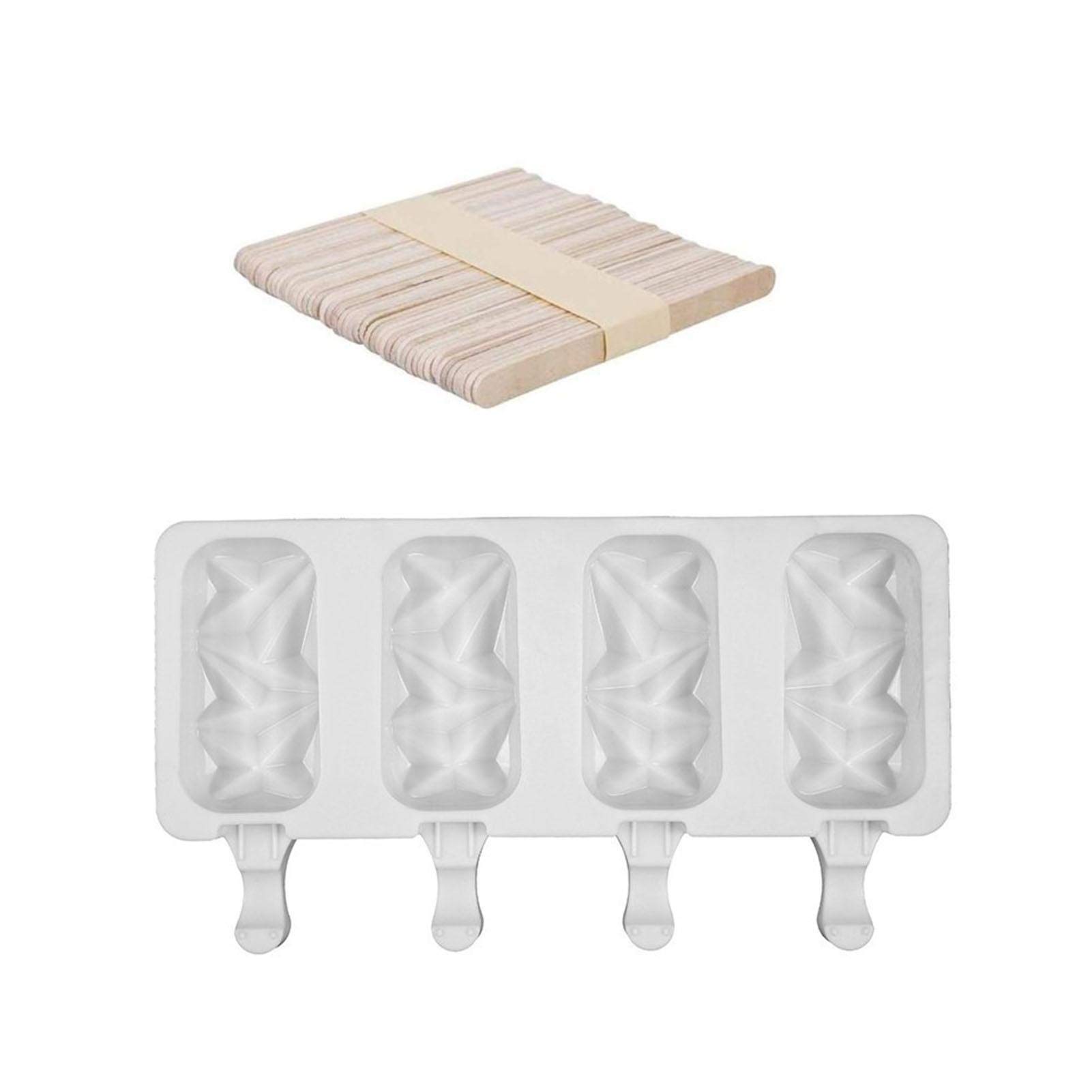 Biggystar 4Cup Ice Cream Mold with Lid Silicone Cartoon DIY Popsicle Mold for Kids Adults DIY Popsicle Mold marvelously