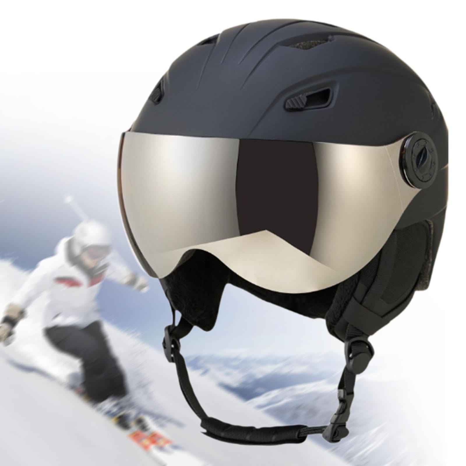 F Fityle Casque de Ski avec visière intégrée, Ajustement réglable, Casque de Ski Respirant, résistant aux Chocs, Casque de Sport de Neige, Casque de Snowboard