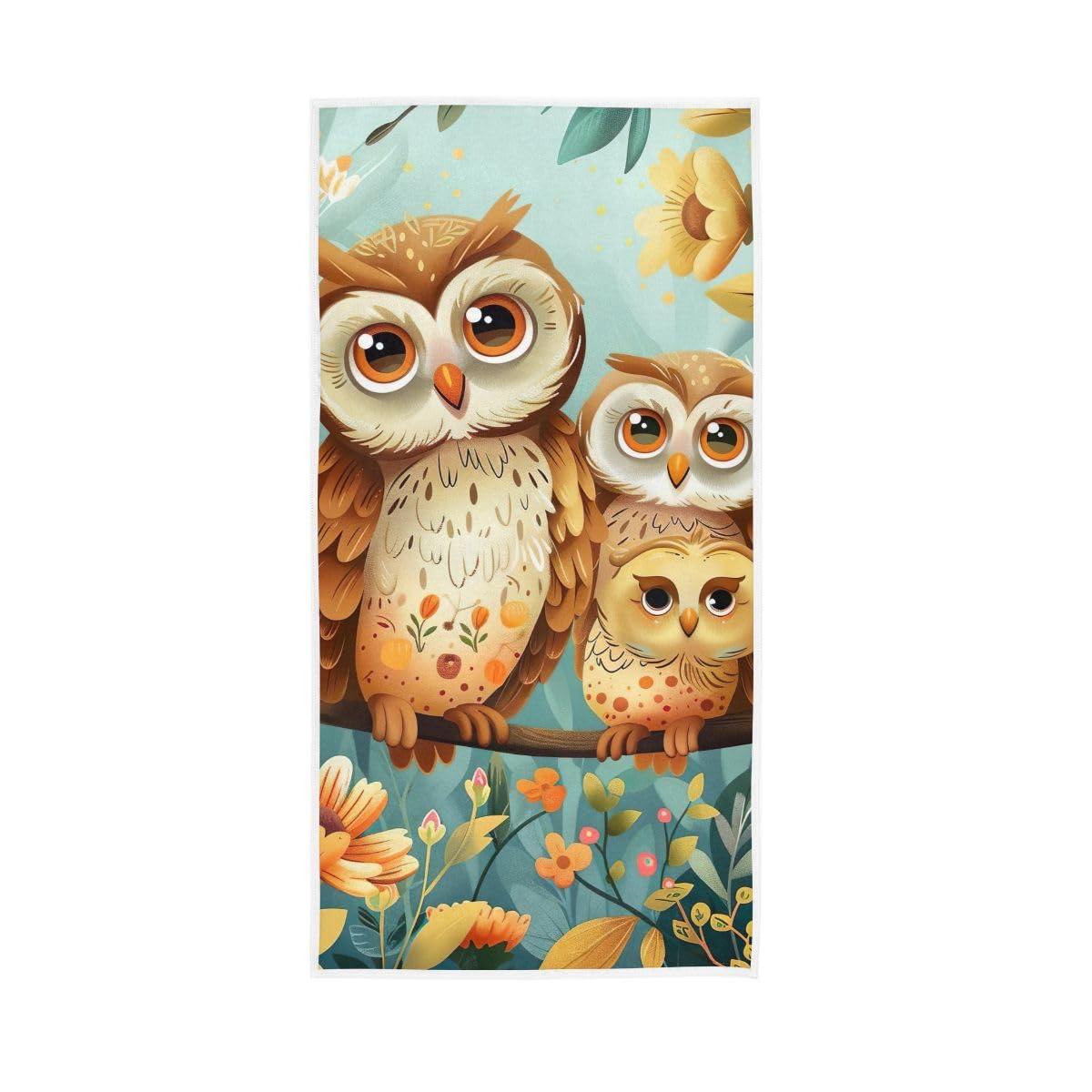 LSRCPD Cute Owl Family Hand Towel, Multipurpose Soft Towels for Hand, Face, Hair, Bath 15 x 30 Inches