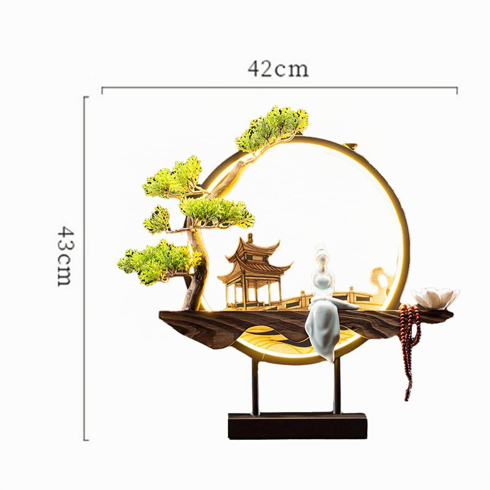 perfk LED-Lampe Rückfluss-Räucherstäbchen-Brenner im traditionellen chinesischen Stil, Figur, Rückfluss-Brunnen, Landschaftsdekor, Handwerk, Stil I