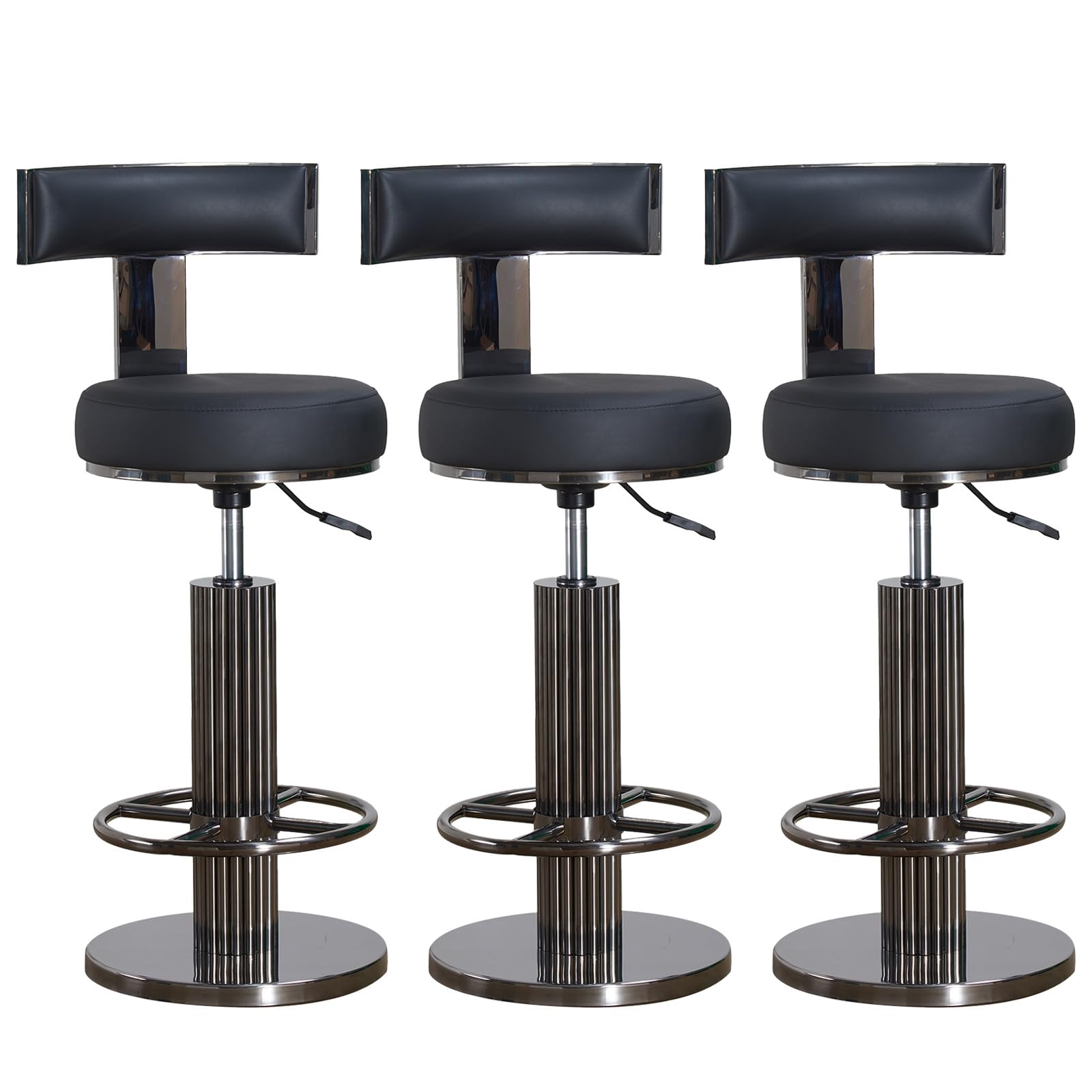 FUNROLUX Bar Stool Set of 3, Adjustable Swivel Counter Height Stools Black