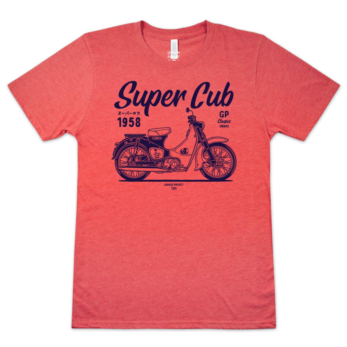 GarageProject101 Super Cub Motorcycle T-Shirt (XL, Red)