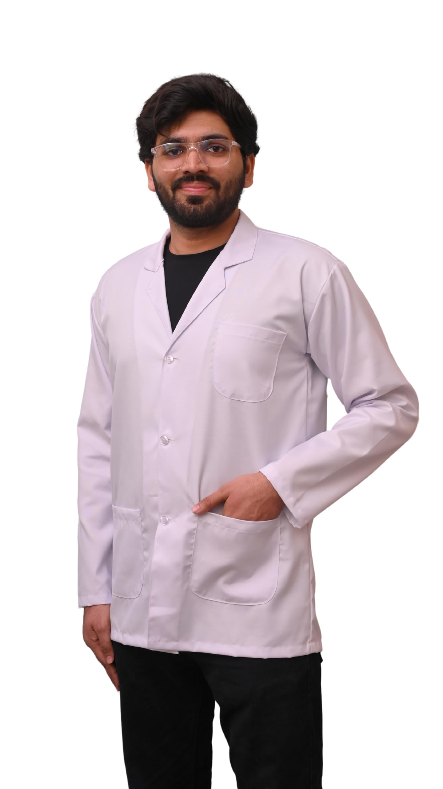 Full sleeves short lab coat | Unisex | 3 Pocket | Perfect Fit | Anti Wrinkle | Lightweight | Durable (Size L)-image-36