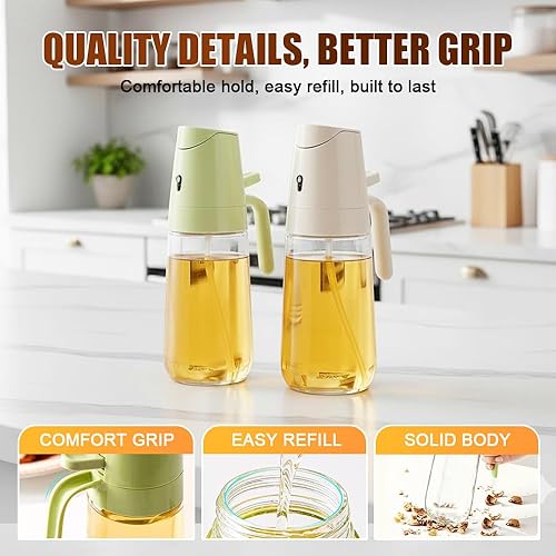 Miniatura 3 de AIIONP Pulverizador y dispensador de aceite de vidrio 2 en 1, botella dispensadora de aceite de oliva prémium 2026 para cocina, botella de spray de