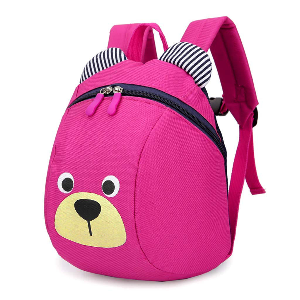 LIskybird Cute Bear Small Toddler Backpack with Leash Children Kids Backpack Bag for Boy Girl (Rose red)
