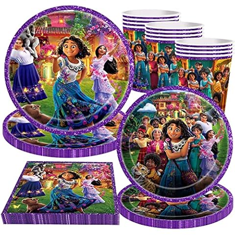 Amycute Kids Girls En-canto Party Tableware 20 Guests- Ençanto Party Tableware Supplies Éncanto Birthday Decorations Magic Plates Cups Napkins for Kids Gift Birthday Party Favors Cover
