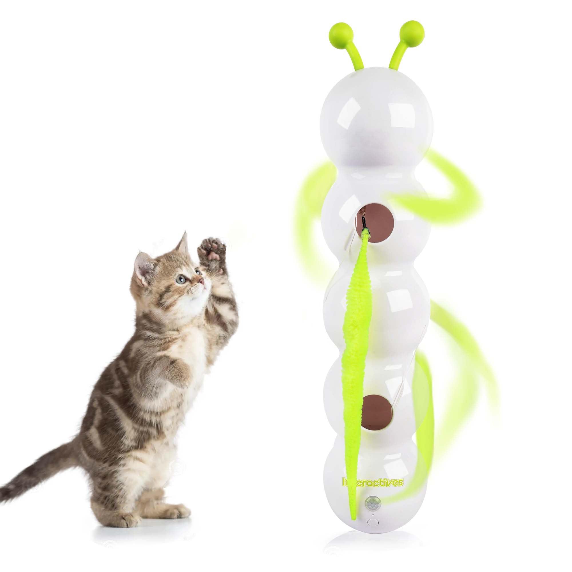 Interactive Cat Feather Toy, Automatic Fluffy Tail Teaser with Motion Sensor,Whack a mole Cat Toy, USB Rechargeable, Suction Cup for Stable Play, Perfect for Indoor Cats