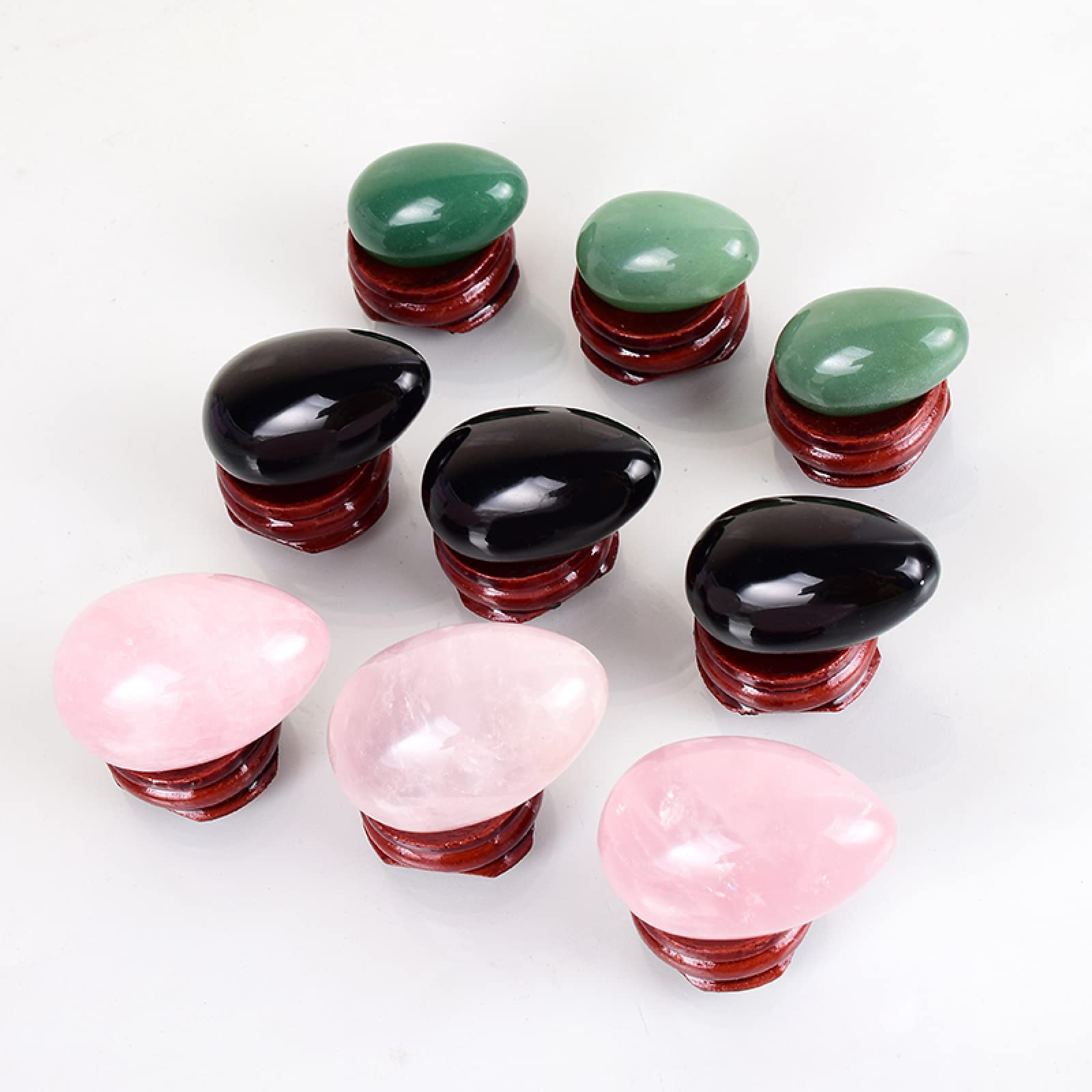 アイス　ローズクォーツ　タツノオトシゴ　スタンド付き　③ スターローズクォーツ・3石セット【7】ルース・カボション （16