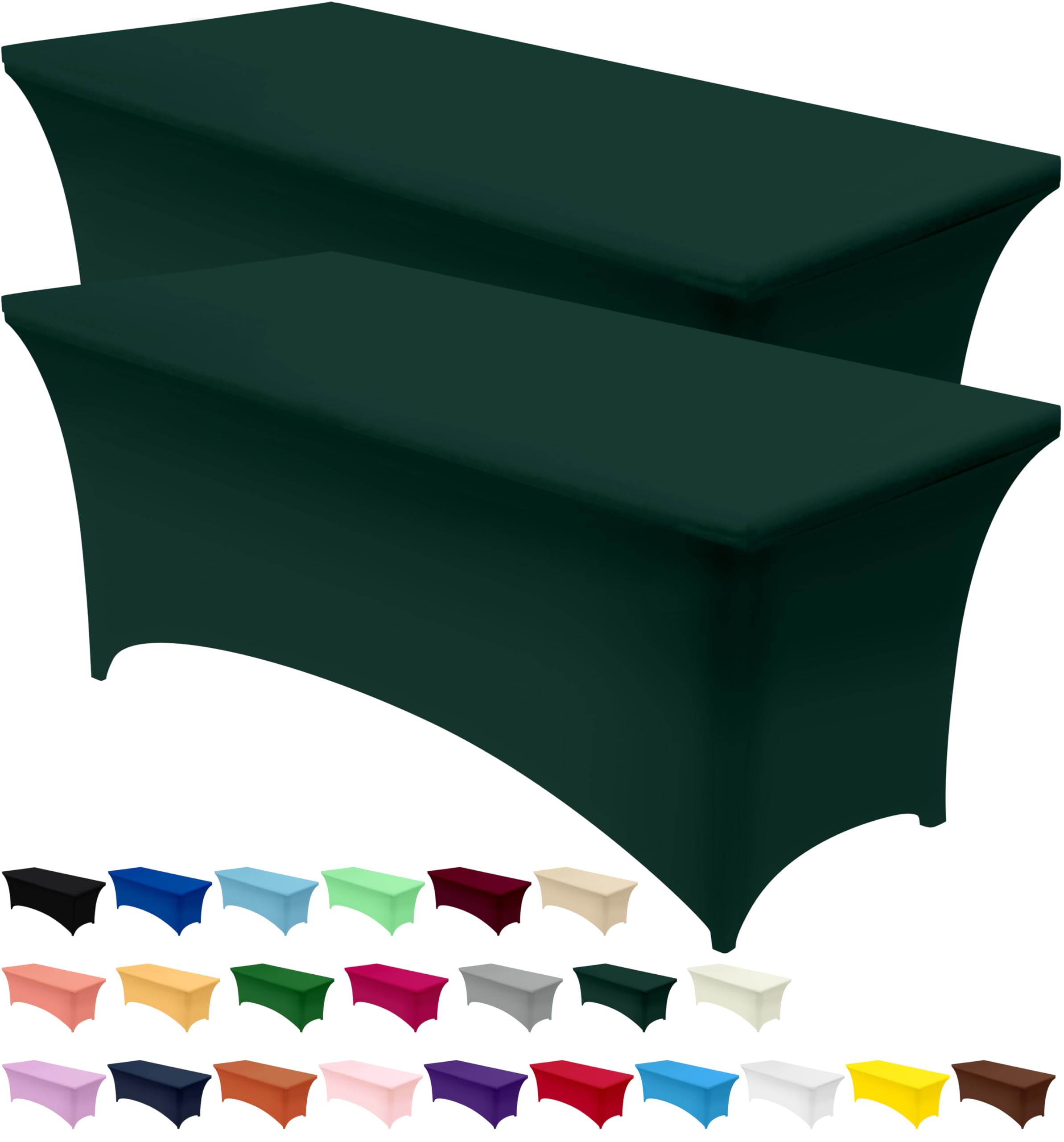 Utopia Kitchen Spandex Tablecloth 2 Pack [6FT, Hunter Green] Tight, Fitted, Washable and Wrinkle Resistant Stretch Rectangular Patio Table Cover for Event, Wedding & Parties [72Lx30Wx30H Inch]