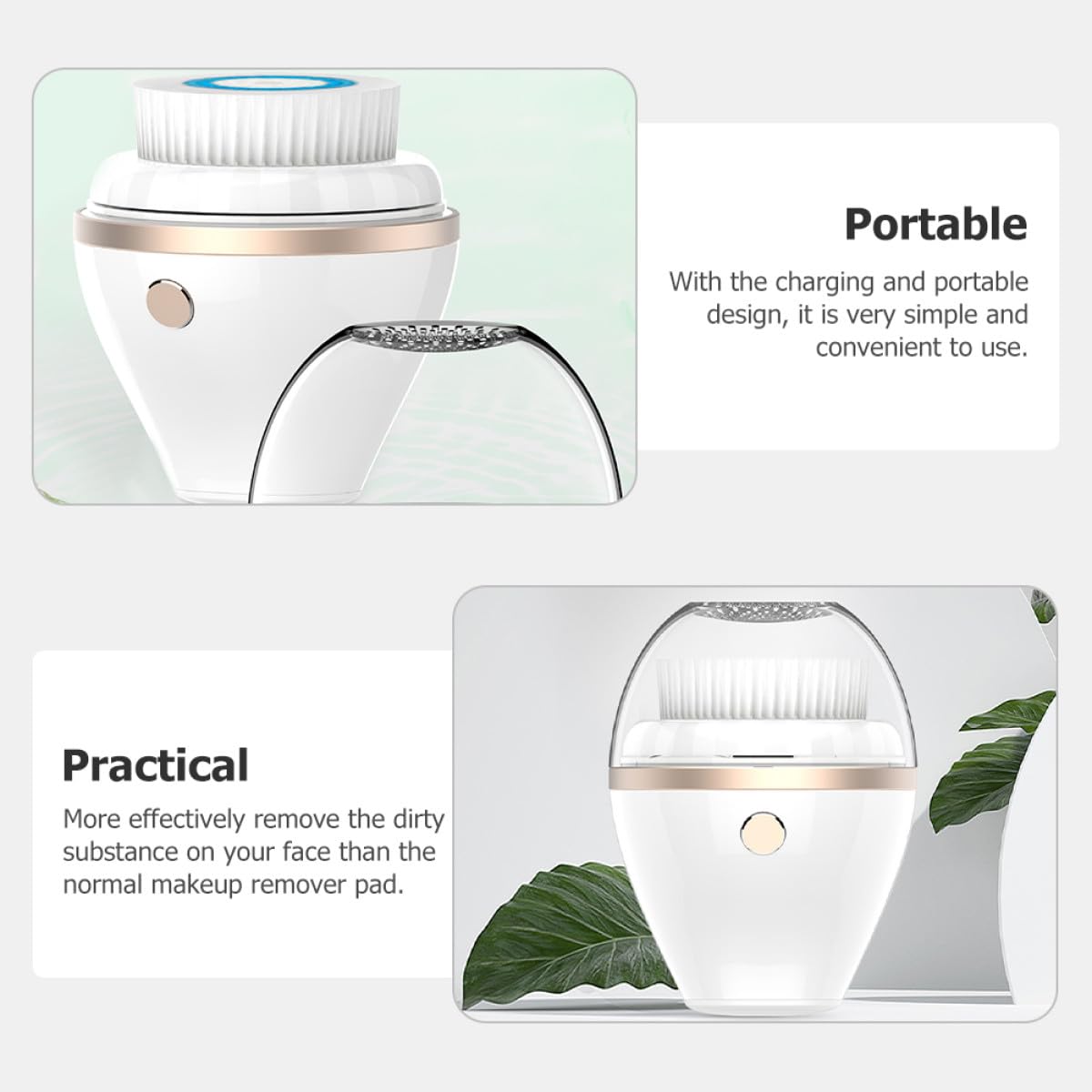 Cepillo Facial Eléctrico Portátil Plástico 300mah Limpiador Blanco