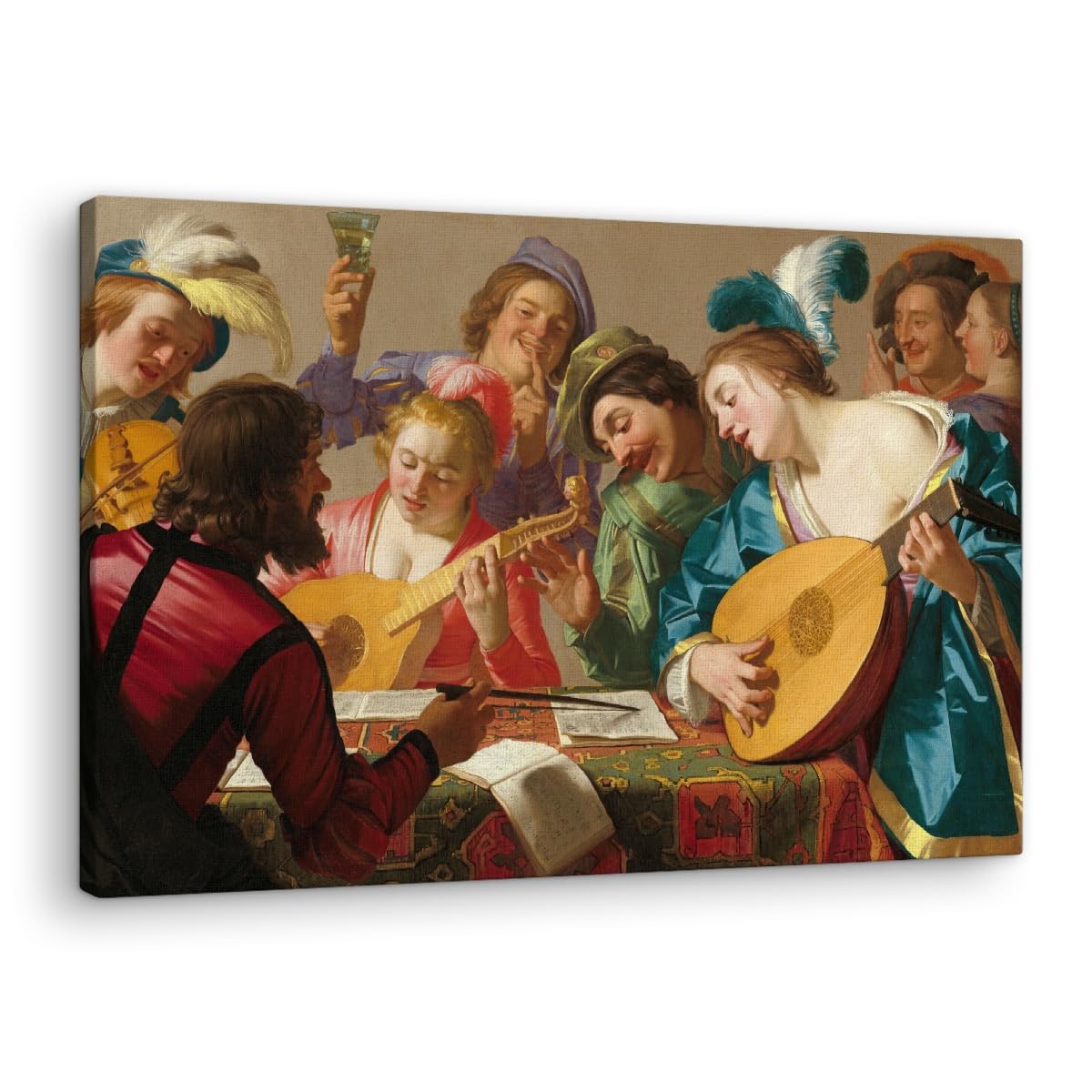 Artenor Quadro Van Honthorst Gerard Il Concerto, 100 x 67 cm - Made in Italy, Quadri Moderni Soggiorno, Camera da Letto, Cucina, Poster da Parete, Decorazioni Casa