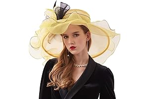 Glamorous Women's Yellow Organza Derby Hat: Versatile Headwear for 2022