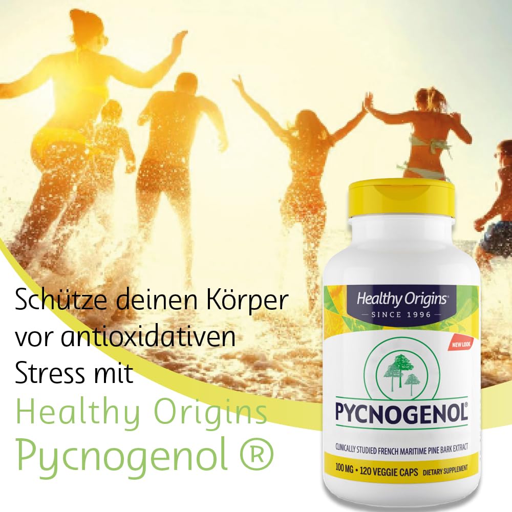 Healthy Origins, Pycnogenol, 120 vegane Kapseln, 100mg Pycnogenol je Dosis, Glutenfrei, GMO frei, Geschmacksneutral