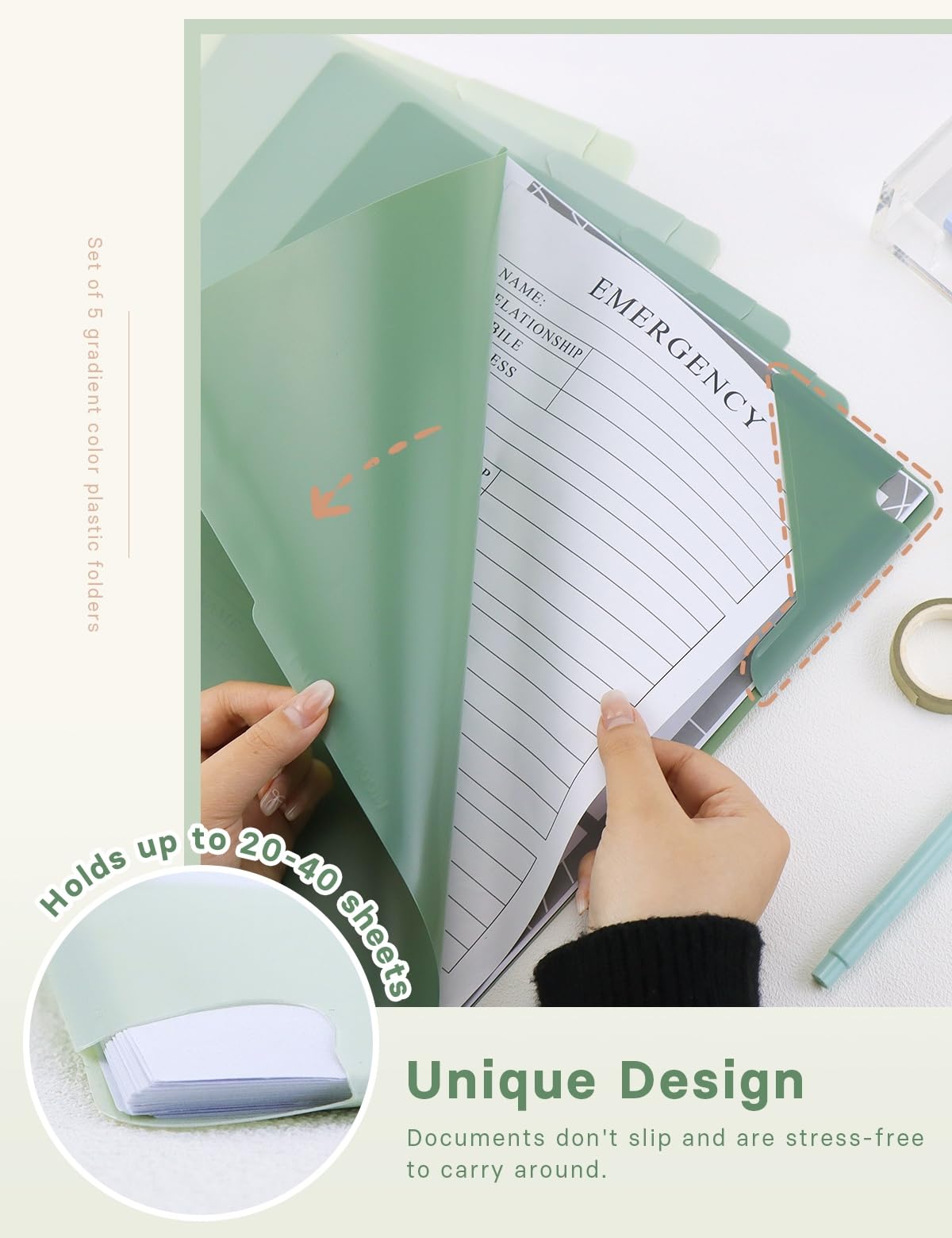 Fundas de plástico para carpetas, bolsillos de plástico para proyectos de papel de 11.9 x 8.5 pulgadas, carpetas transparentes para documentos para suministros escolares y de oficina (paquete