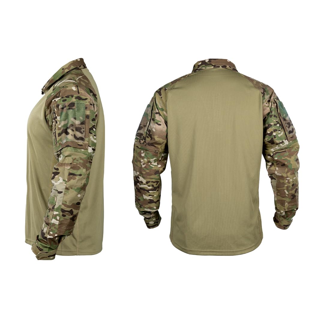 IDOGEAR Combattimento Camicette manica lunga da uomo Camicia tattica con gomitiere militare BDU Camicette con tasche Airsoft Magliette e camicette