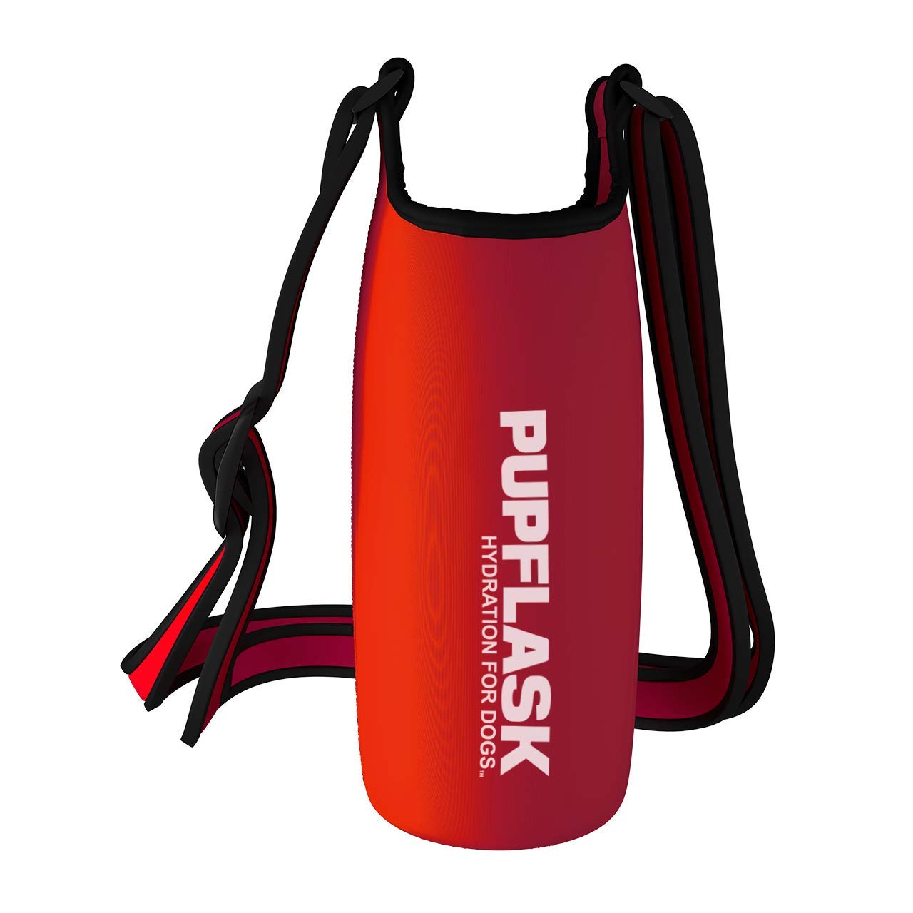 Tuff Pupper PupFlask Insulated Neoprene Dog Water Bottle Holder Sling with Wide Adjustable Shoulder Strap, Great for Travel, Walking, Hiking, Portable Pet Water Bottle Holder (40 OZ, Crimson Red)
