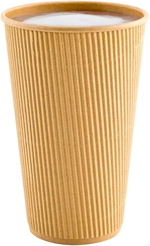 Miniatura 6 de Vasos de café de papel aislado de pared corrugada, 16 oz. (453 g), 16 onza, Kraft