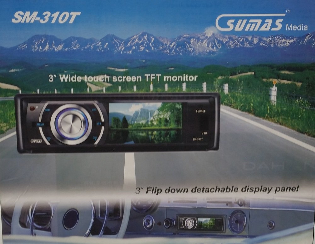 Sumas Media SM-310T 3" Digital Wide Touch Screen Car Stereo DVD Receiver DVD Player, compatible VCD, WMA, MP3, MPEG4, DIVX, DVD-R/-RW
