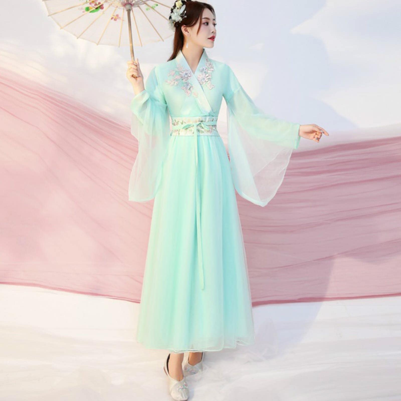 ApuaVireo&Co Chiński tradycyjny strój do tańca Hanfu Kostium księżniczki Han(Pink,M)