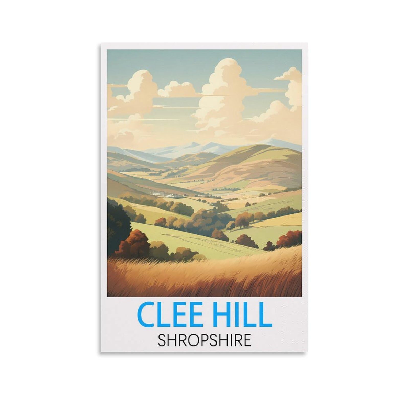 Hsayyiii Unframe-Style Clee Hill Shropshire Vintage Travel Poster 12X18inch(30X45cm) Canvas Art Poster And Wall Art Picture Print Bedroom Decor