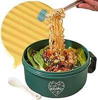 Vista 10 de AI LOVE PEACE Tazón para ramen, 40 onzas, para cocinar fideos en microondas para ramen, Pho, sopa y pasta, apto para lavavajillas y portátil, ideal