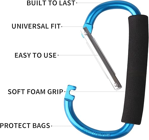 Miniatura 3 de sansheng 4 mosquetones grandes  5.5 pulgadas estilo D clic y transporte bolsa transportadora mosquetón