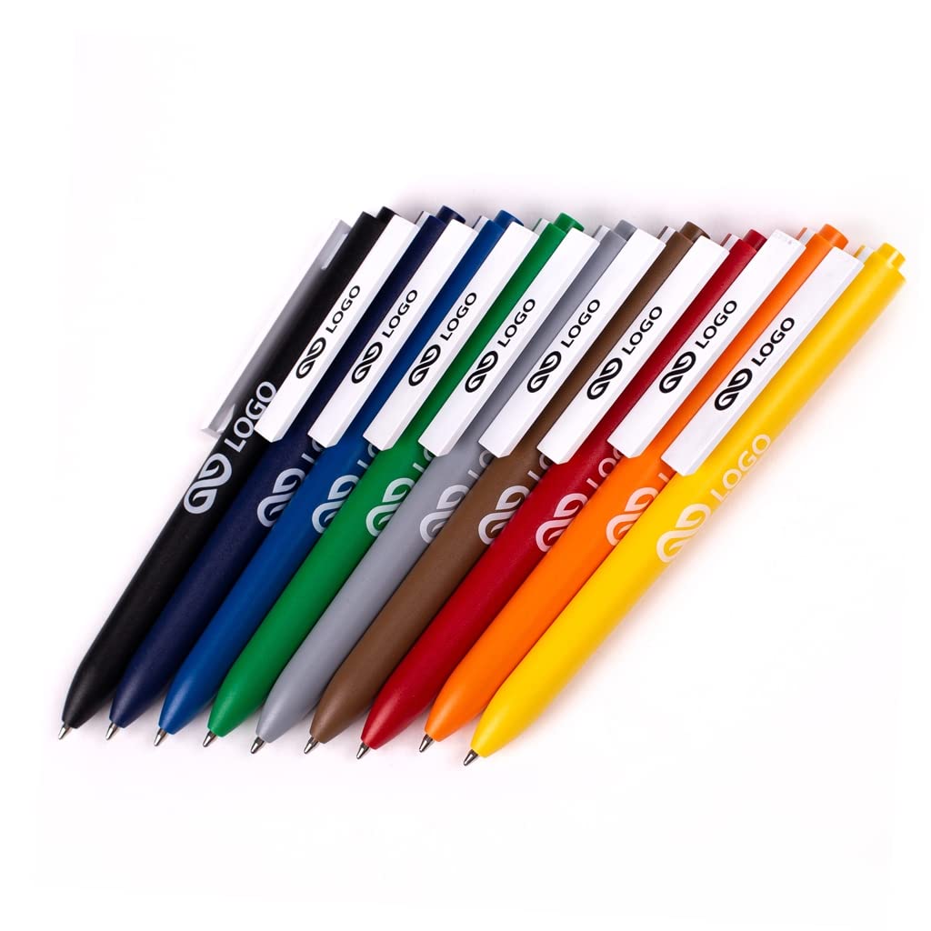 WPRO Kugelschreiber Albert 100 Stk – inkl. einfarbigem Aufdruck auf Schaft oder Clip, 55x7 mm, personalisierbar mit Logo, blau schreibend, Kunststoff – Werbeartikel, 10 Farben