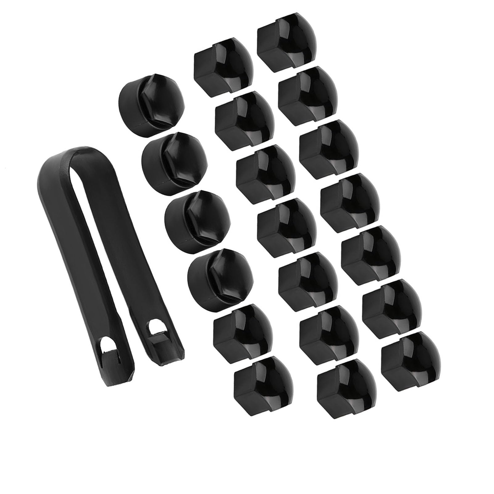 Cappucci di Protezione per Dadi Ruota 17 Mm Set Nero di 20 Copriviti per Cerchioni in ABS di qualità Coprimozzi Robusti Antifurto per Auto (Black)