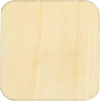 Vista 9 de Paquete de 60 cuadrados de madera de 2 x 2 para manualidades, recortes de madera sin terminar de 0.098 in con esquinas redondeadas