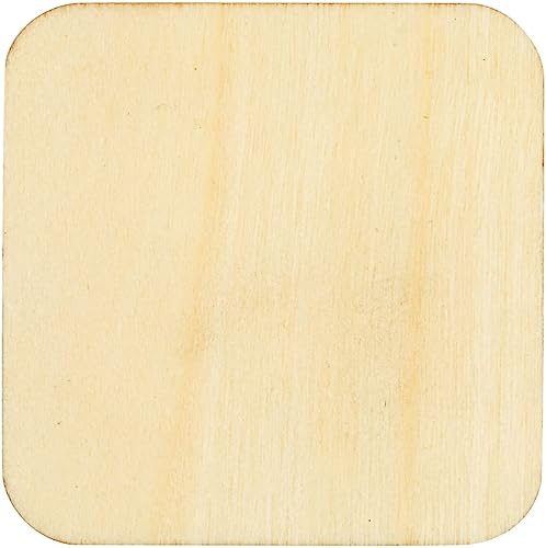 Miniatura 9 de Paquete de 60 cuadrados de madera de 2 x 2 para manualidades, recortes de madera sin terminar de 0.098 in con esquinas redondeadas