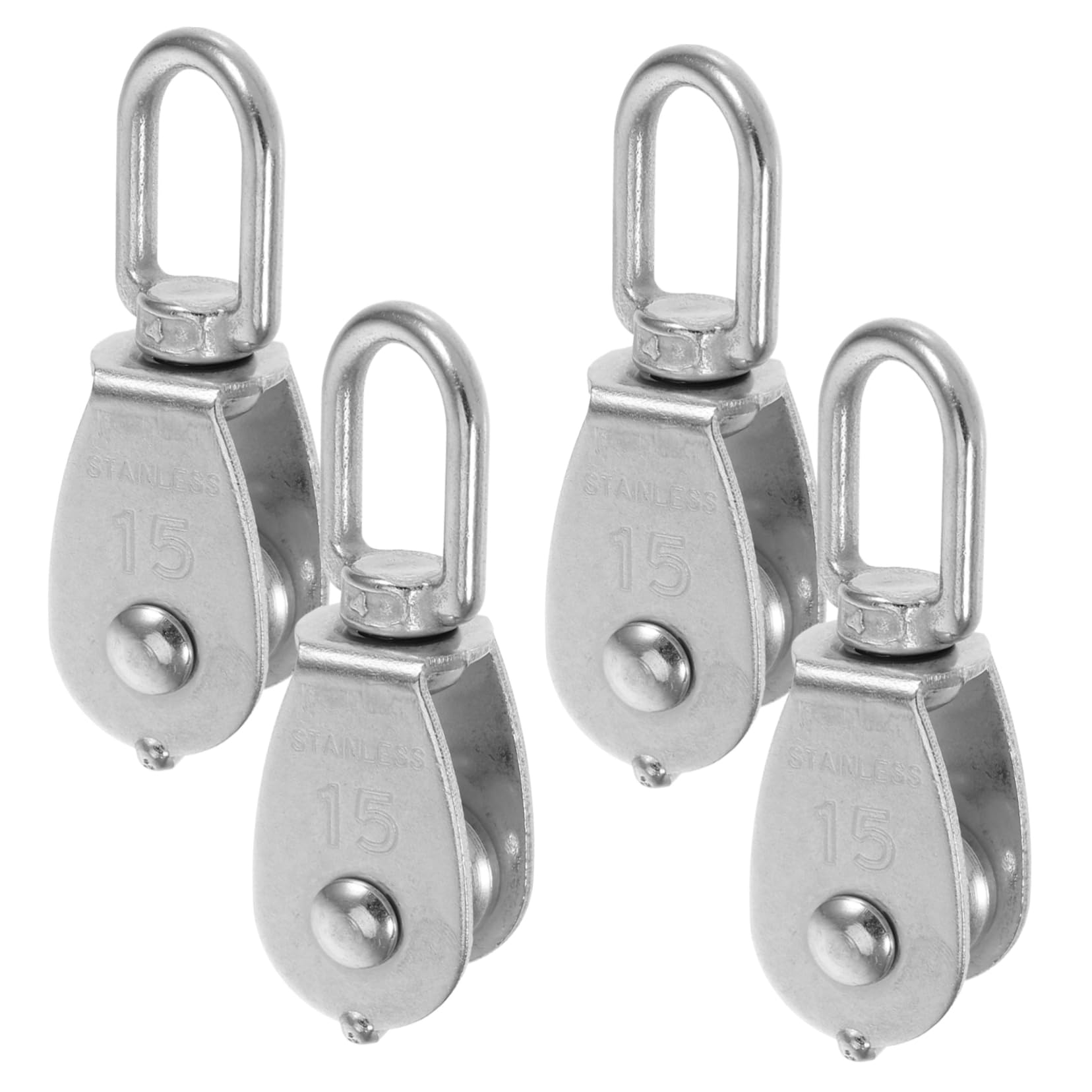 Unomor 4 Pcs Pulley Block Door Pulley Trailer Roller Squat Rack Pulley System Trailers Roller Wheel Sliding Glass Door Rollers Landmine Attachment for Barbell Silver Stainless Steel