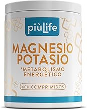 Magnesium And Potassium 400 Tablets PiùLife Supplement For Tiredness And Fatigue, Potassium Magnesium Citrate, Mineral Salts, Muscle Recovery, Nervous System, Electrolyte Balance