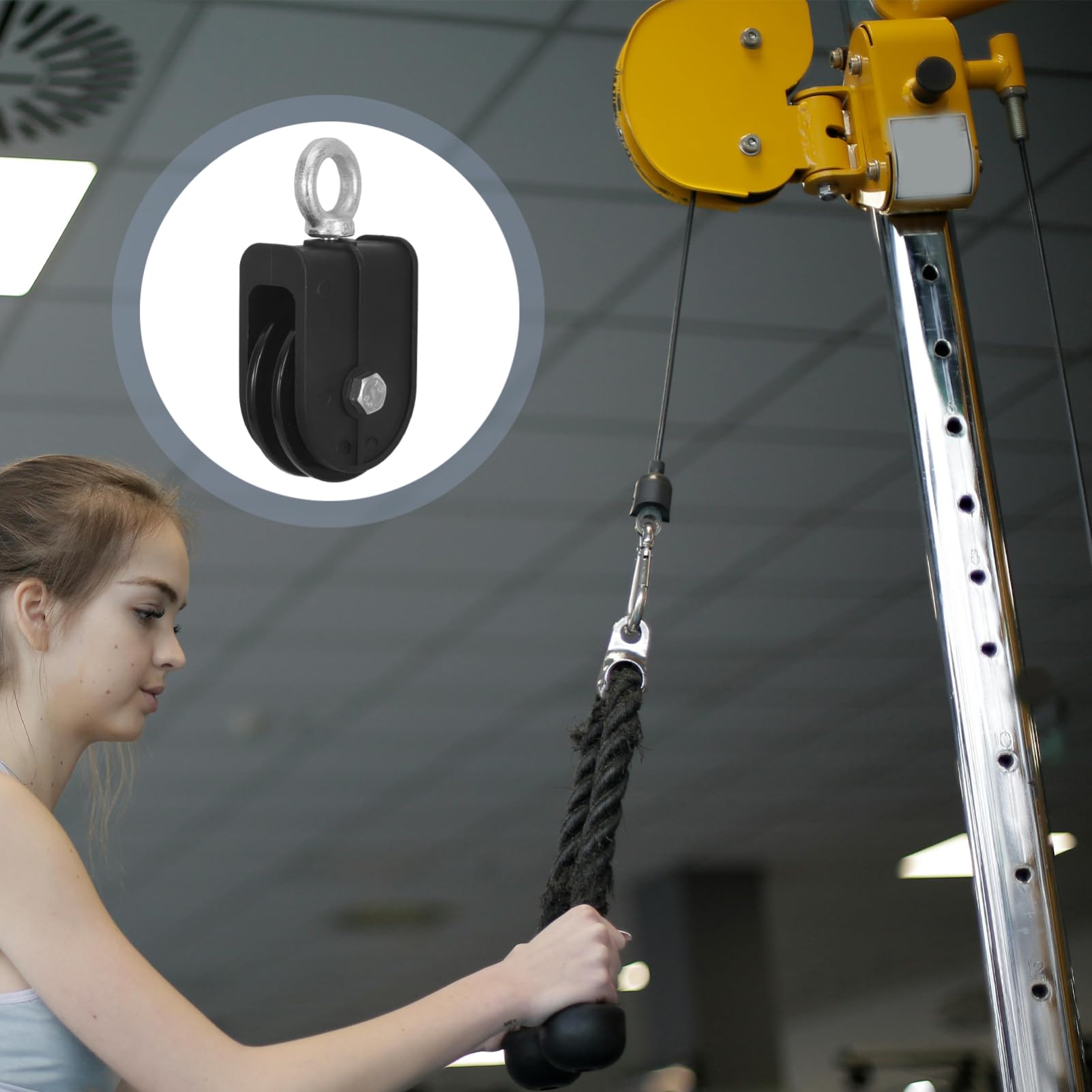 SOLUSTRE Heavy Duty 100kg Capacity Pulley Block Small Cable Pulley Wheel for Gym Swivel Lifting